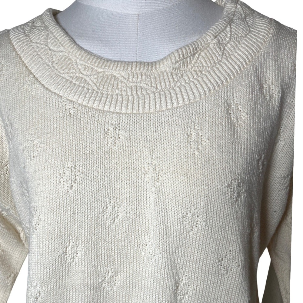 Vintage Ivory Textured Knit‎ Sweater One Resource USA NWT Shoulder Pad M